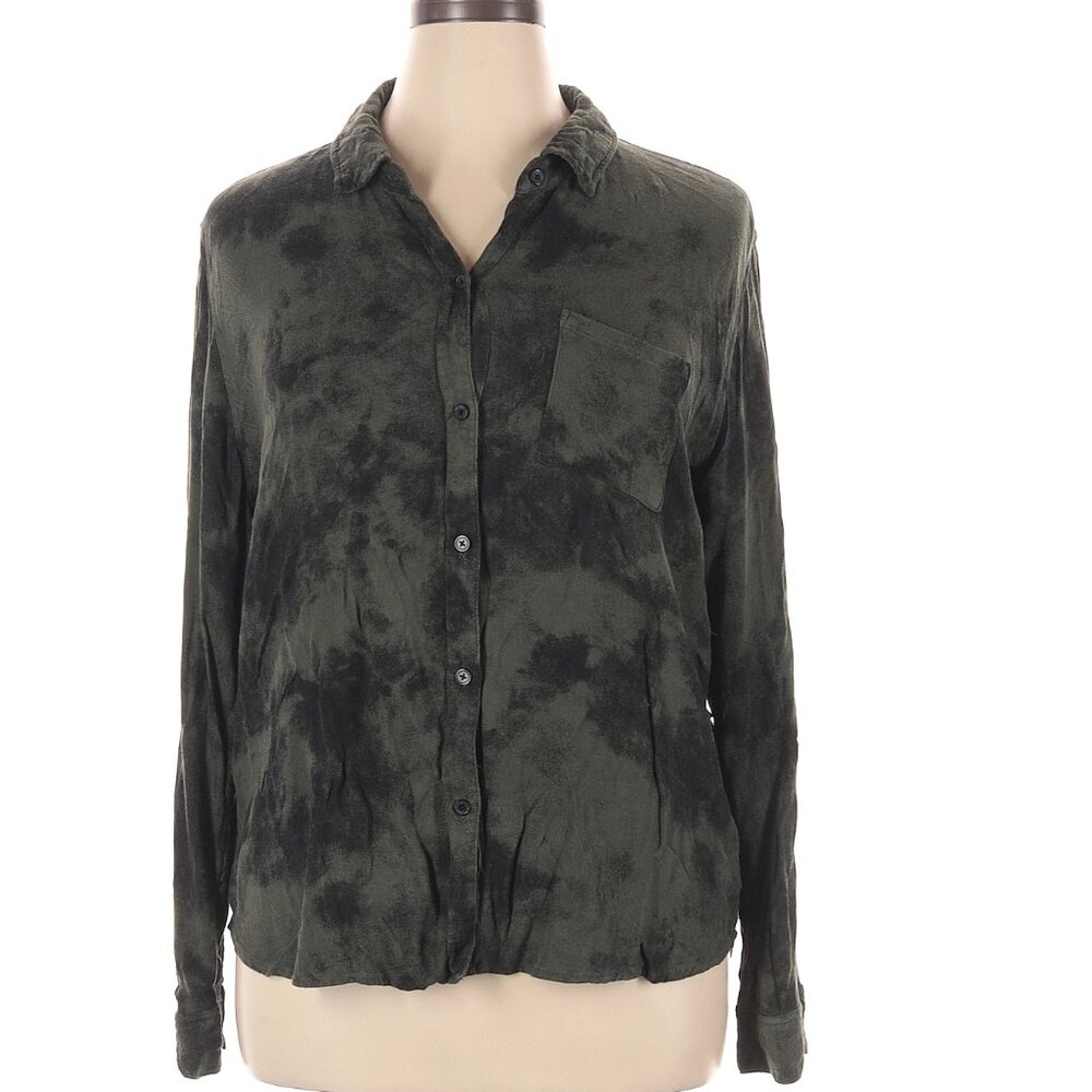 Rails Size XL Long sleeve button-down olive green tie dye shirt